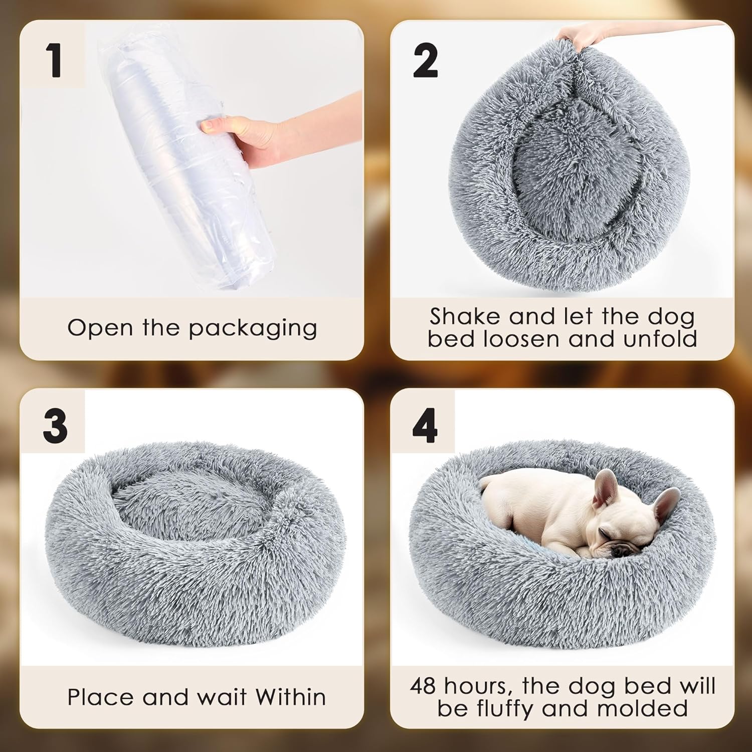 Dogs Bed for Small Dogs, Anti-Anxiety Washable Round Bed (Light Grey, 24.0" L x 24.0" W x 8.0" Th) - Happypetzone.online - Image 7