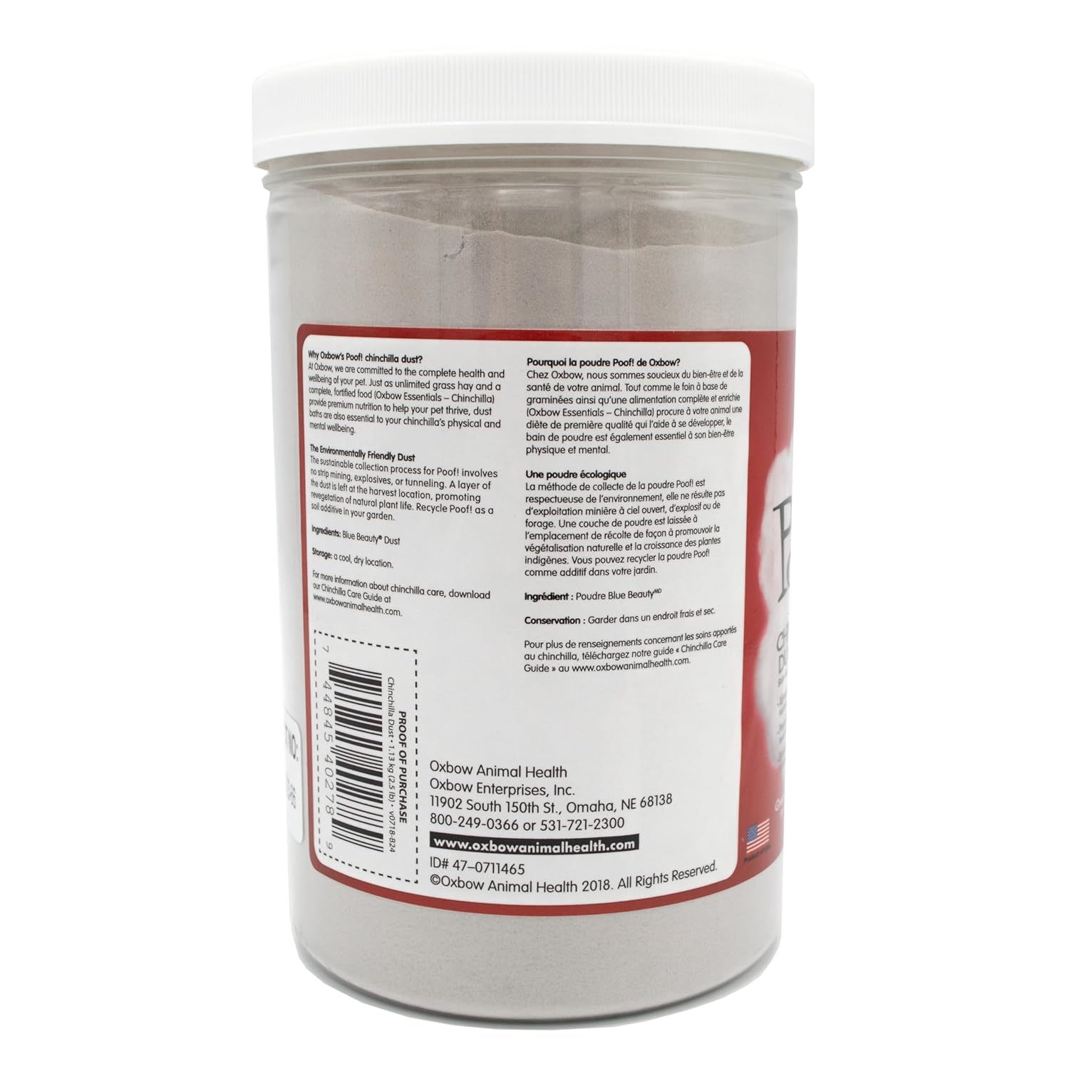 Oxbow POOF! Chinchilla Dust Bath,100% Natural Blue Beauty Dust for Chinchillas, Degus, Gerbils, and Hamsters, Small Animal Grooming, Natural Dusting Powder, 2.5 lbs Jar - Happypetzone.online - Image 7