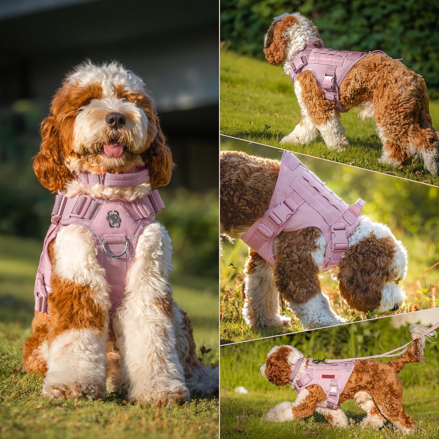 OneTigris Tactical Dog Harness Vest,No-Pull Service Dog Vest with Hook & Loop Panels,Adjustable Dog Vest Harness for Walking Hiking Training(Pink,XXS) - Happypetzone.online - Image 7