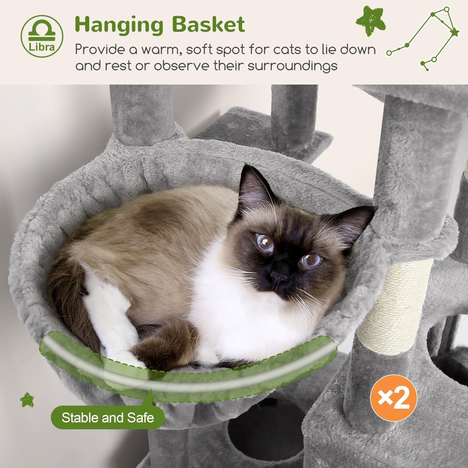 Globlazer Heavy Duty Cat Tree 78 inch Sturdy Cat Tower for 20lbs Large Adult Cats, Symmetrical Aesthetic Big Cat Tree with Extra Large Platform, 2 Scratching Boards, Z78, Light Grey - Happypetzone.online - Image 4