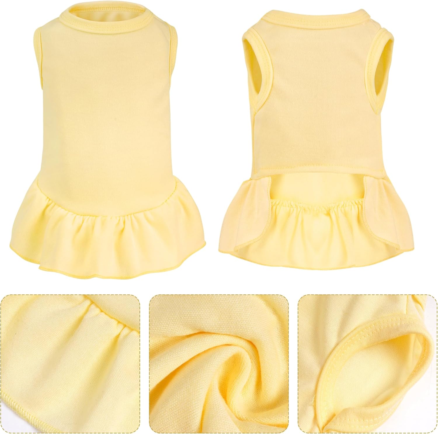 2 Pcs Dog Dresses Cat Skirt Solid Color Dog Clothes Summer Sleeveless Puppy Girl Clothes for Small Pet Dogs Cats (Yellow,Pink, Small) - Happypetzone.online - Image 3