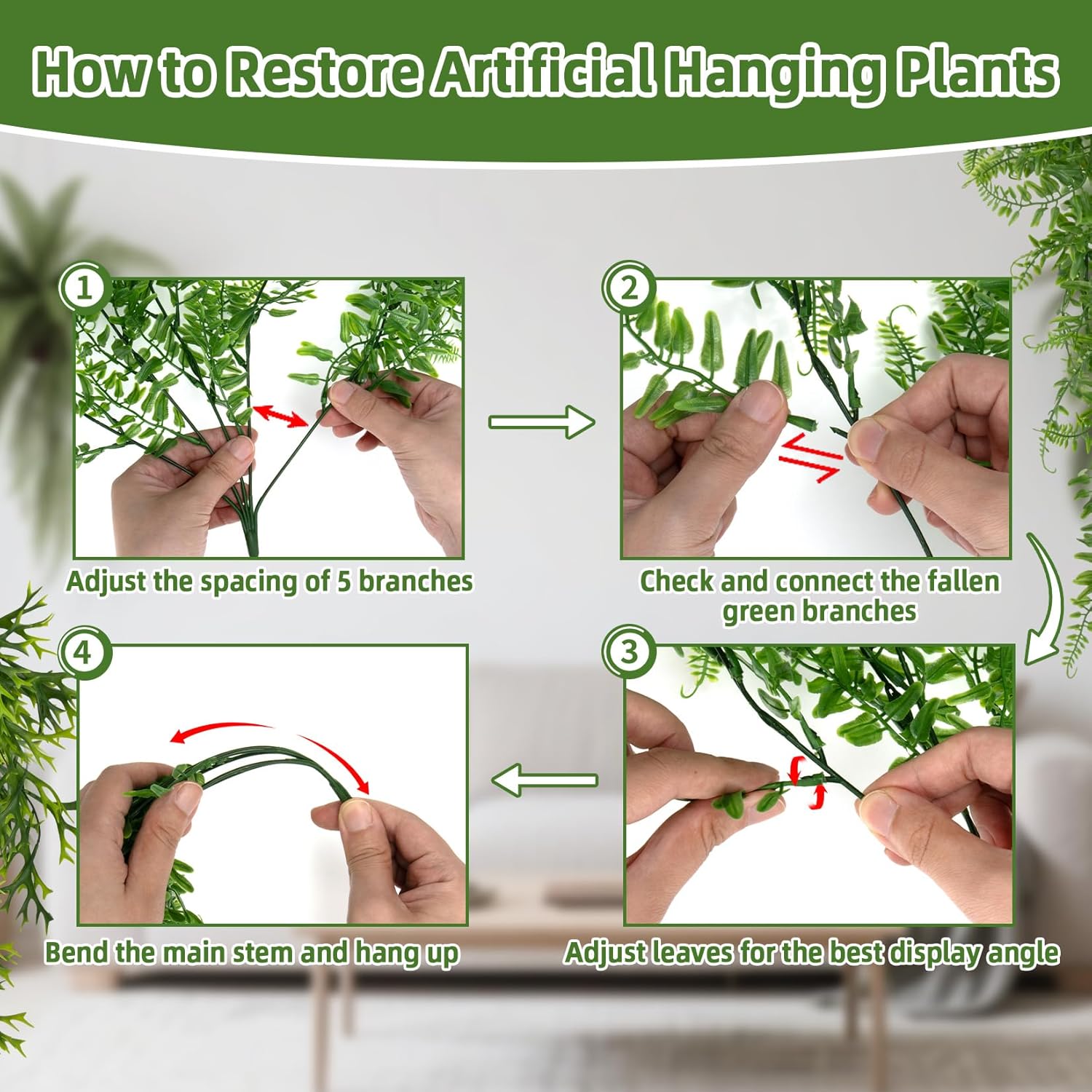 RAINFLOW 3PCS Artificial Terrarium Plants - Lifelike Reptile Habitat Vines, Fake Hanging Plants with Bendable Vine, Reptile Tank Accessories for Bearded Dragon, Chameleon, Lizard Snake Cage Decor - Happypetzone.online - Image 8