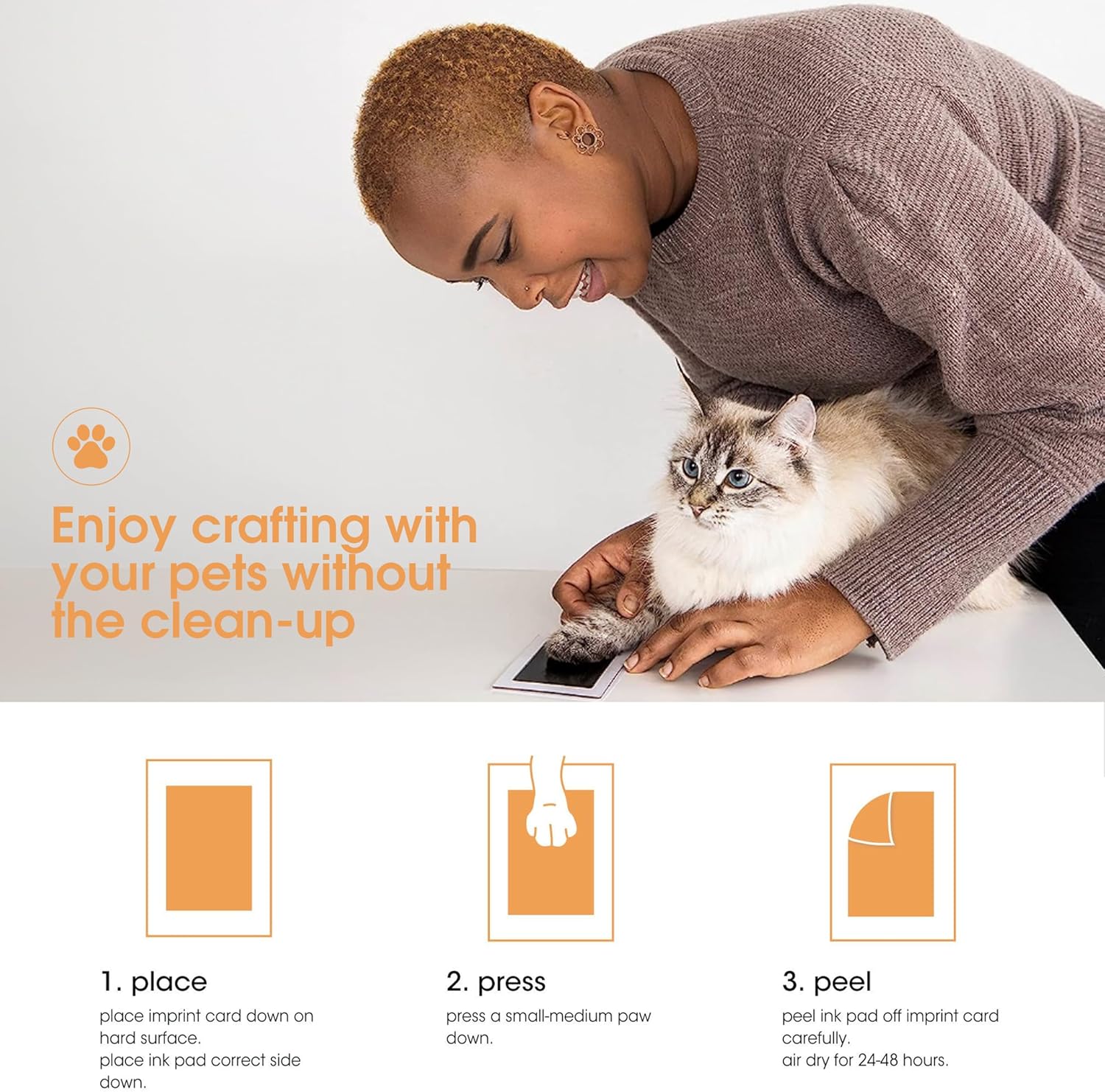 Pearhead Paw Print Clean Touch Ink Pad Kit for Dogs and Cats, Pet Owner Keepsake, DIY Inkless Paw and Nose Print Impression Set, Small/Medium - Happypetzone.online - Image 3