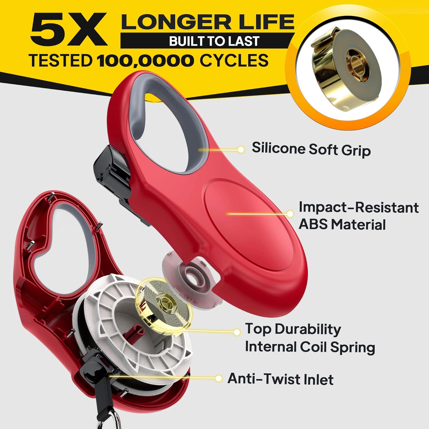 Fida Retractable Dog Leash, 16 ft Dog Walking Leash for Small Dogs up to 26lbs, Tangle Free, Red - Happypetzone.online - Image 4