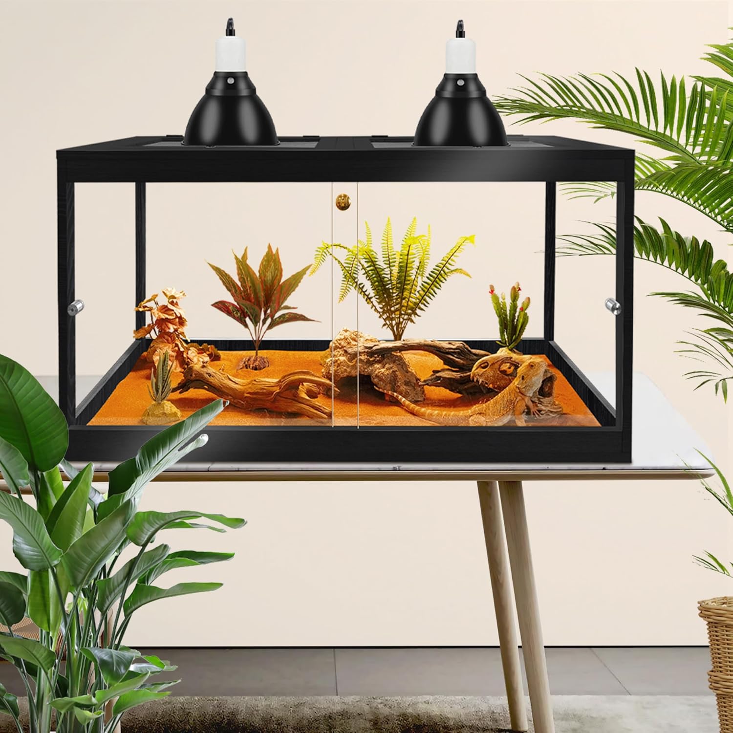 PROLEE Bearded Dragon Tank, Reptile Tank with Meatl Mesh Roof and Front Sliding Door, Lizard Tank,Spacious Reptile Enclosure for Snakes,Lguanas, Chameleons (Black, 30 Gallons) - Happypetzone.online - Image 7