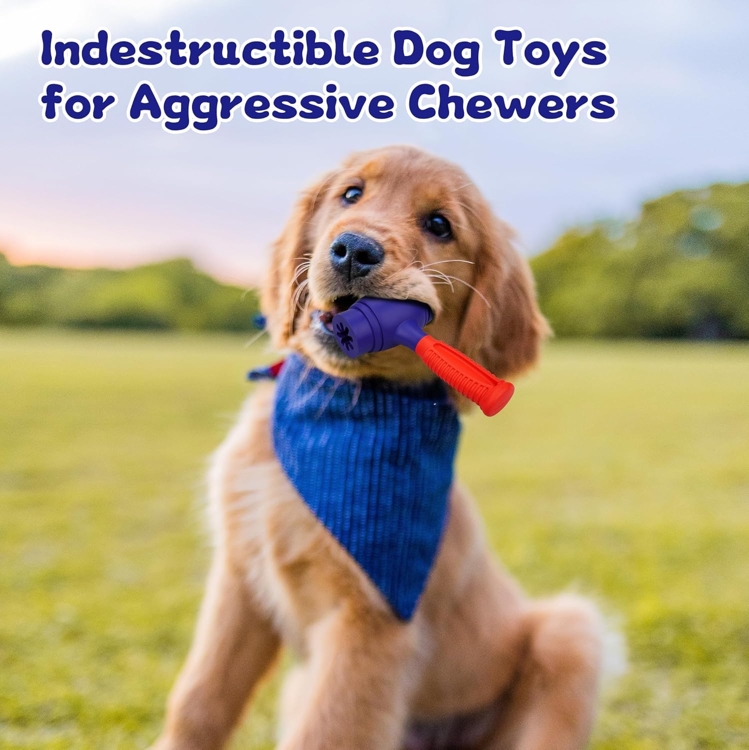 Dog Training Toys for Aggressive Chewers ,Pet Chompion Heavyweight Dog Chew Toy for Medium Large Breeds,Food Grade Non-Toxic Dental Pet Toy(Hammer Dog Toys, 6.78 in XLarge) - Happypetzone.online - Image 2