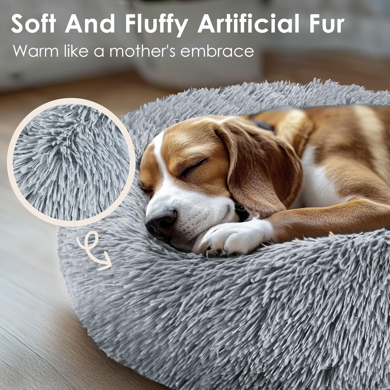 Dogs Bed for Small Dogs, Anti-Anxiety Washable Round Bed (Light Grey, 24.0" L x 24.0" W x 8.0" Th) - Happypetzone.online - Image 4