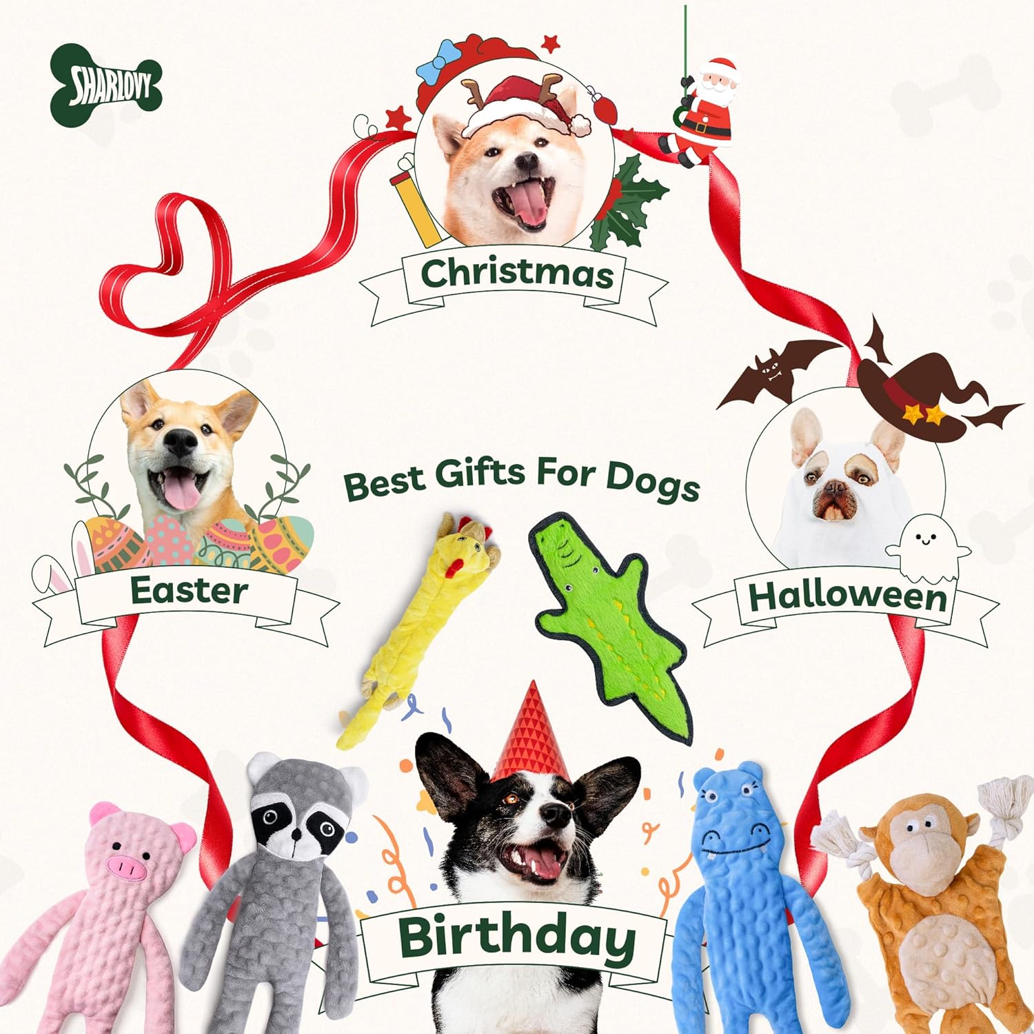 SHARLOVY No Stuffing Dog Toys Crinkle Squeaky, Long Lasting Chews for Aggressive, Durable Plush Dog Puppy Chew Toys for Teething, with 6 Tough Layers for Small Medium Large Breed - Happypetzone.online - Image 6