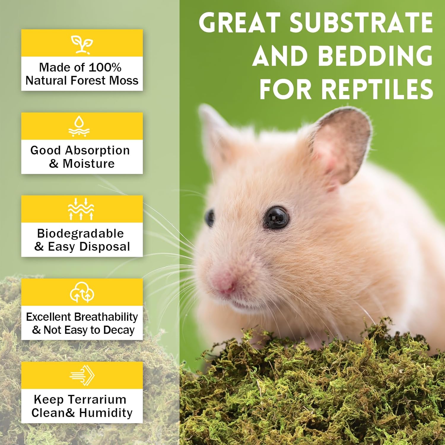 Riare 2.6LB Premium Sphagnum Moss for Reptiles- 100QT Natural Live Moss Reptile Moss Bedding for Terrarium, Hatching, Forest Sphagnum Moss Reptile Substrate for Snakes, Gecko, Turtles, Frogs, Leopard - Happypetzone.online - Image 3