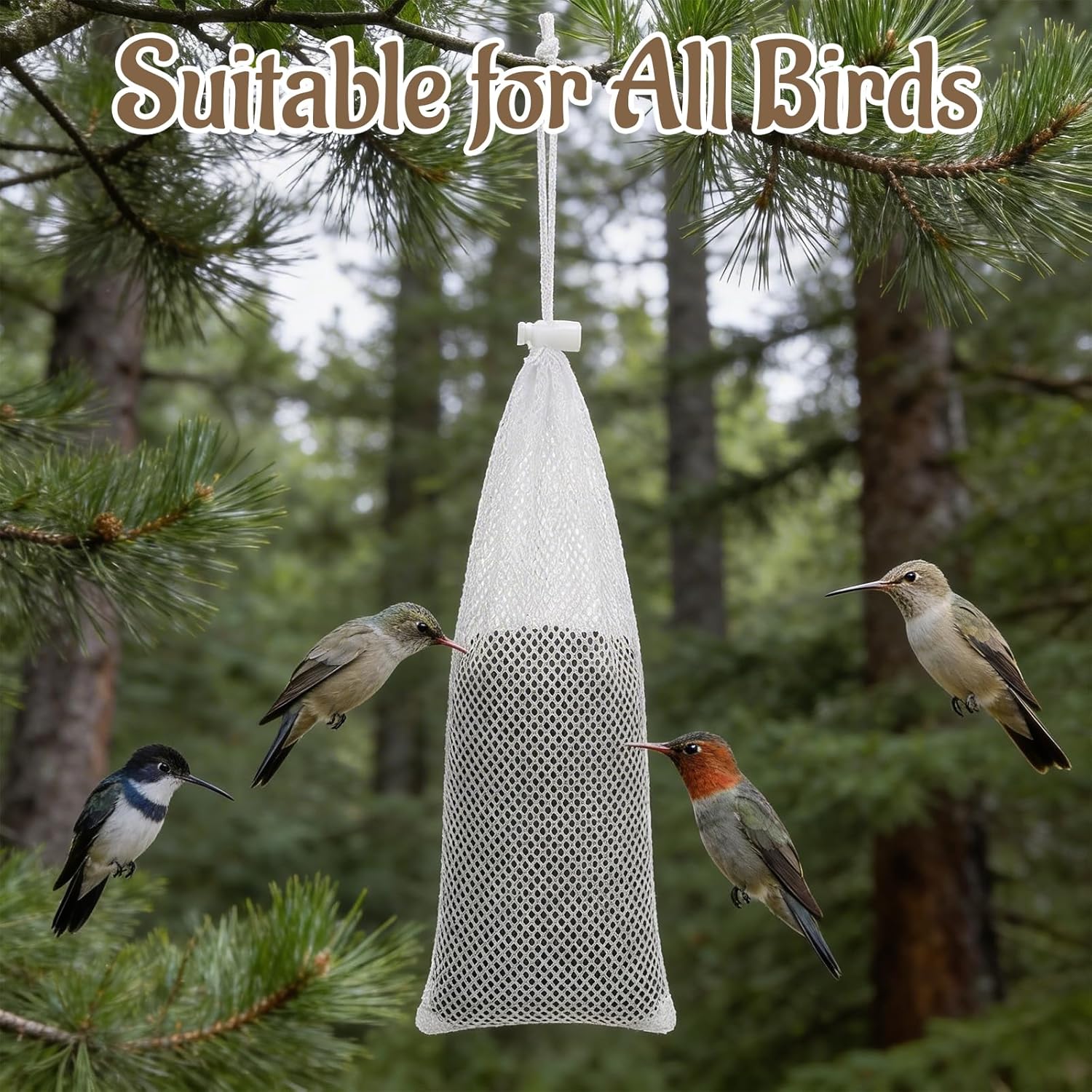 Xinjoduz 6 PCS Finch Sock Feeder for Outdoor, Durable Instant Thistle Seed Feeder Sacks Hanging Birds Feeders, Bird Food Supply Tools for Garden Yard Wild Finch Feeding (White, 3.94 x 15.5 Inch) - Happypetzone.online - Image 5
