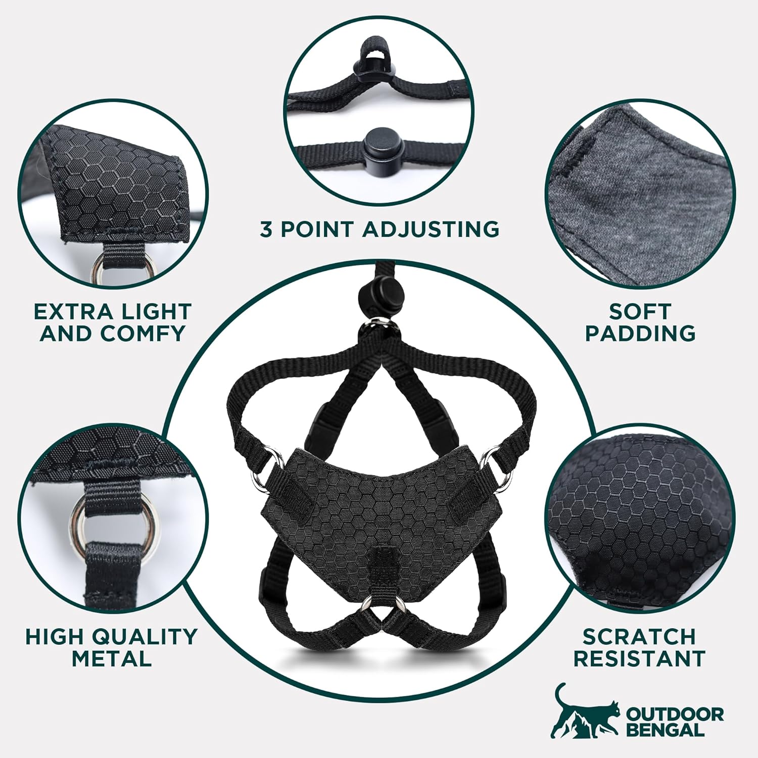 Houdini™ Escape Proof Cat Harness and Leash Set by OutdoorBengal – Black, Medium Cat Harness for Walking - Happypetzone.online - Image 8