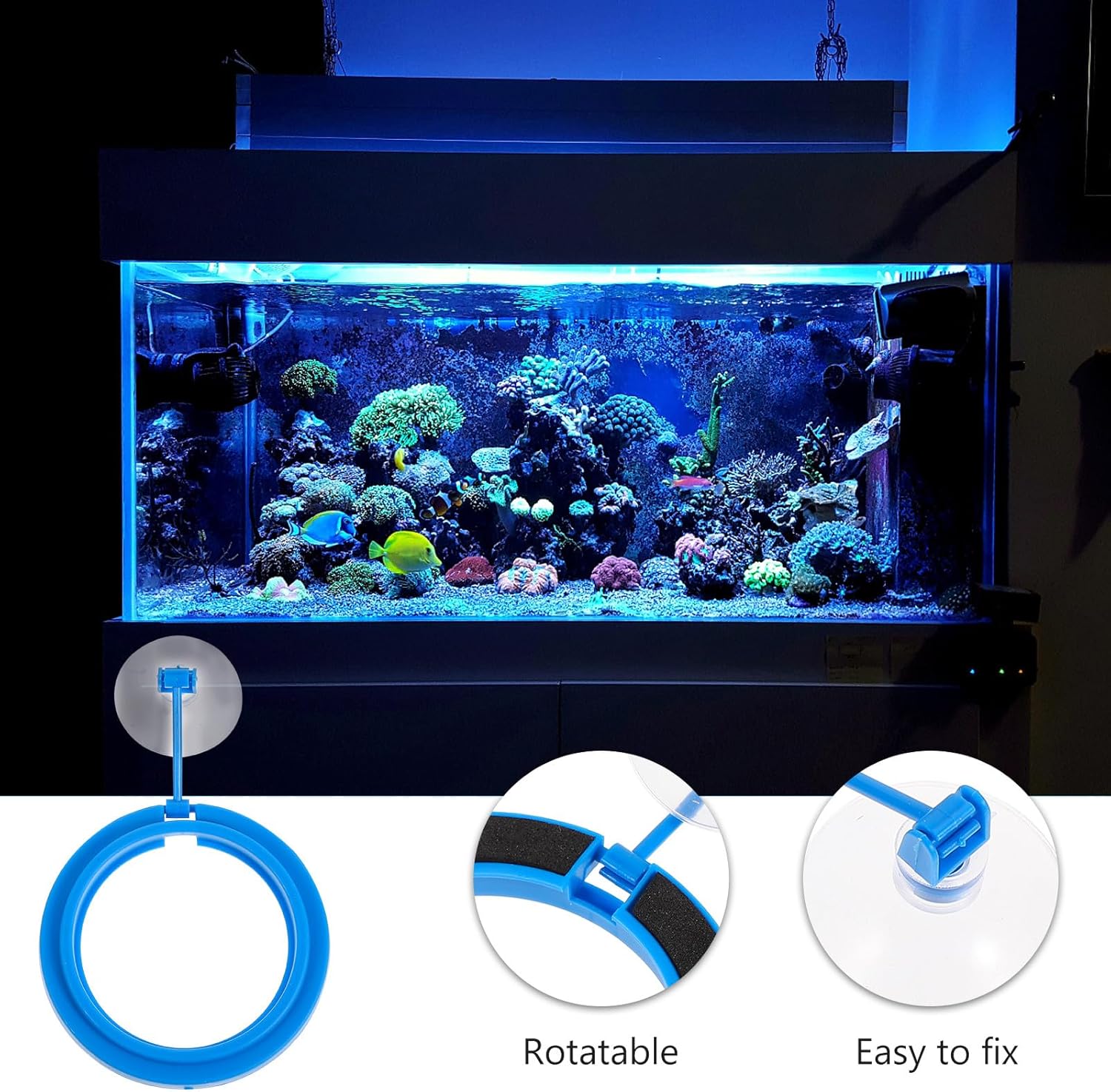 SUPVOX 3pcs Floating Fish Feeder Feeding Ring Fish Tank Supplies Blue Plastic Aquarium Accessory for Controlled Pellet Food Dispensing - Happypetzone.online - Image 9