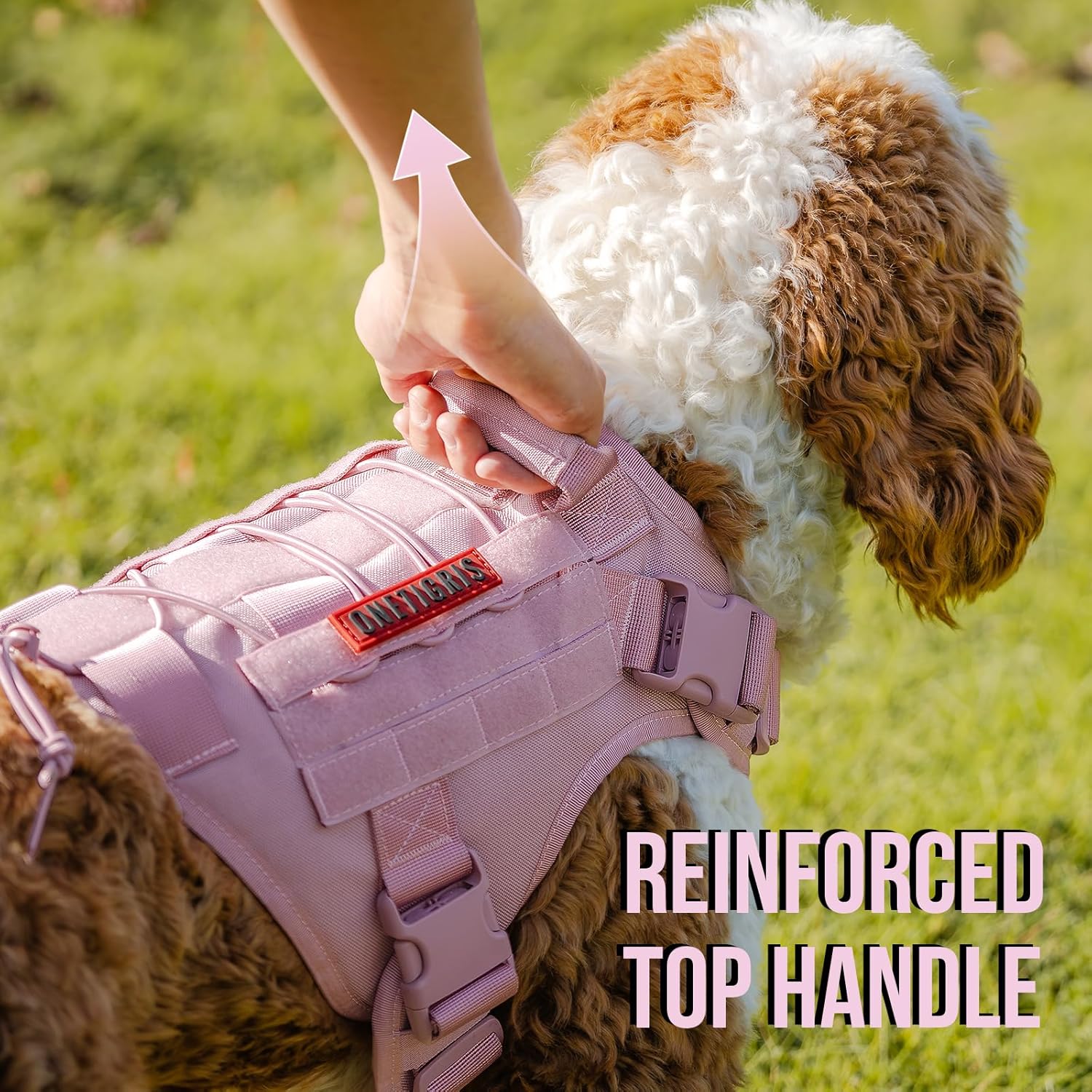 OneTigris Tactical Dog Harness Vest,No-Pull Service Dog Vest with Hook & Loop Panels,Adjustable Dog Vest Harness for Walking Hiking Training(Pink,XXS) - Happypetzone.online - Image 4