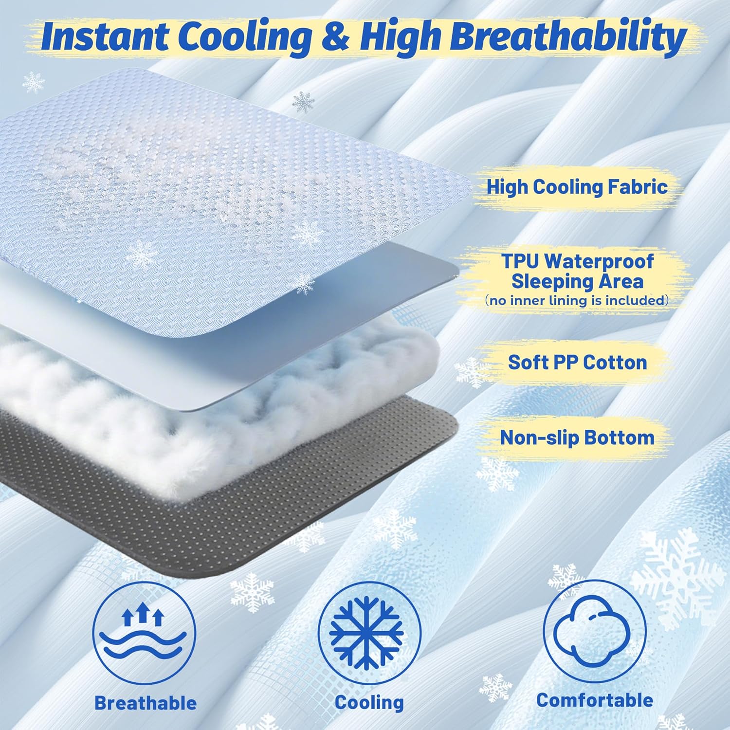 WATANIYA PET Cooling Dog Bed, Washable Cooling Mat for Large Dogs with Removable Cover, Self Cooling Couch Cover for Dog, Non-Slip Dog Couch Bed, 41x37 Inch, Blue - Happypetzone.online - Image 4