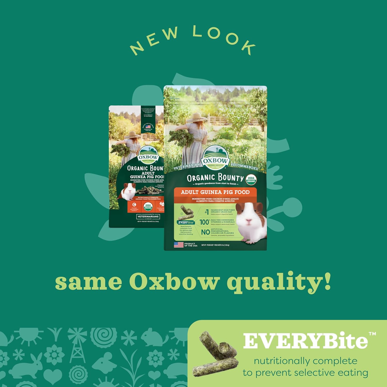Oxbow Organic Bounty Adult Guinea Pig Food, Organic Guinea Pig Pellets Made with Timothy Hay, Stabilized Vitamin C, Small Animal Pet Products, Small Animal Food Made in USA, High Fiber, 3 lb. bag - Happypetzone.online - Image 6