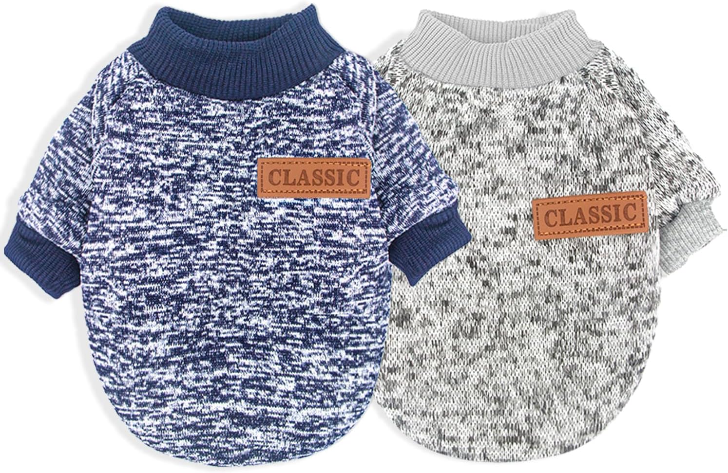 2 Pieces Dog Sweaters for Small Dogs Fall Dog Clothes Male Winter Fleece Pet Sweaters Warm Thick Puppy Outfit Small Dog Sweater for Boy Girl Dogs Teacup Dog, Yorkie, Chihuahua, Pug, XXS,Grey Navy - Happypetzone.online - Image 7
