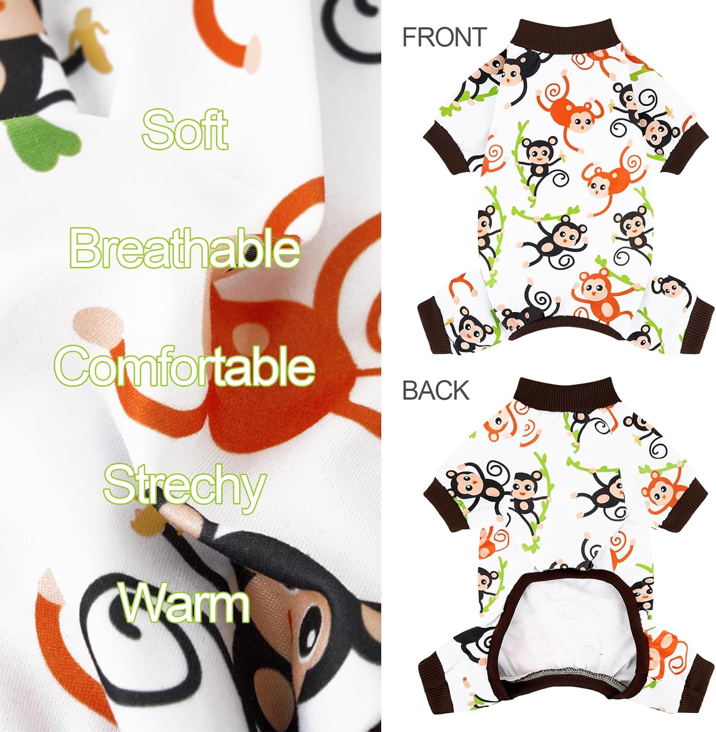 XPUDAC 4 Pack Dog Pajamas Soft Strechy Summer Doggie Clothes for Small Medium Dogs Boy Girl Dog Onesie Puppy Pjs Cat Apparel-Small - Happypetzone.online - Image 8
