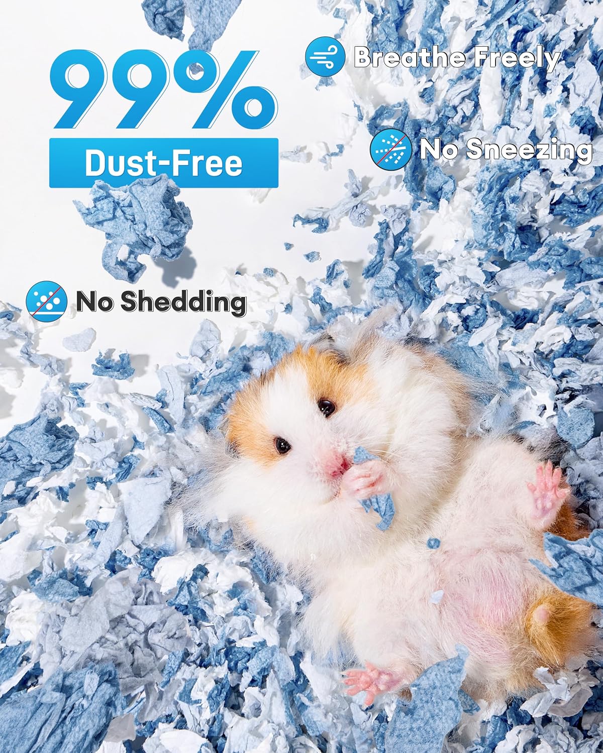 BUCATSTATE Hamster Bedding 15L, 99% Dust-Free Guinea Pig Paper Bedding Odor Control Paper Bedding, Cozy Small Animal Bedding for Rabbit Rat Syrian Dwarf Hamsters Gerbils (Ocean Blue) - Happypetzone.online - Image 2