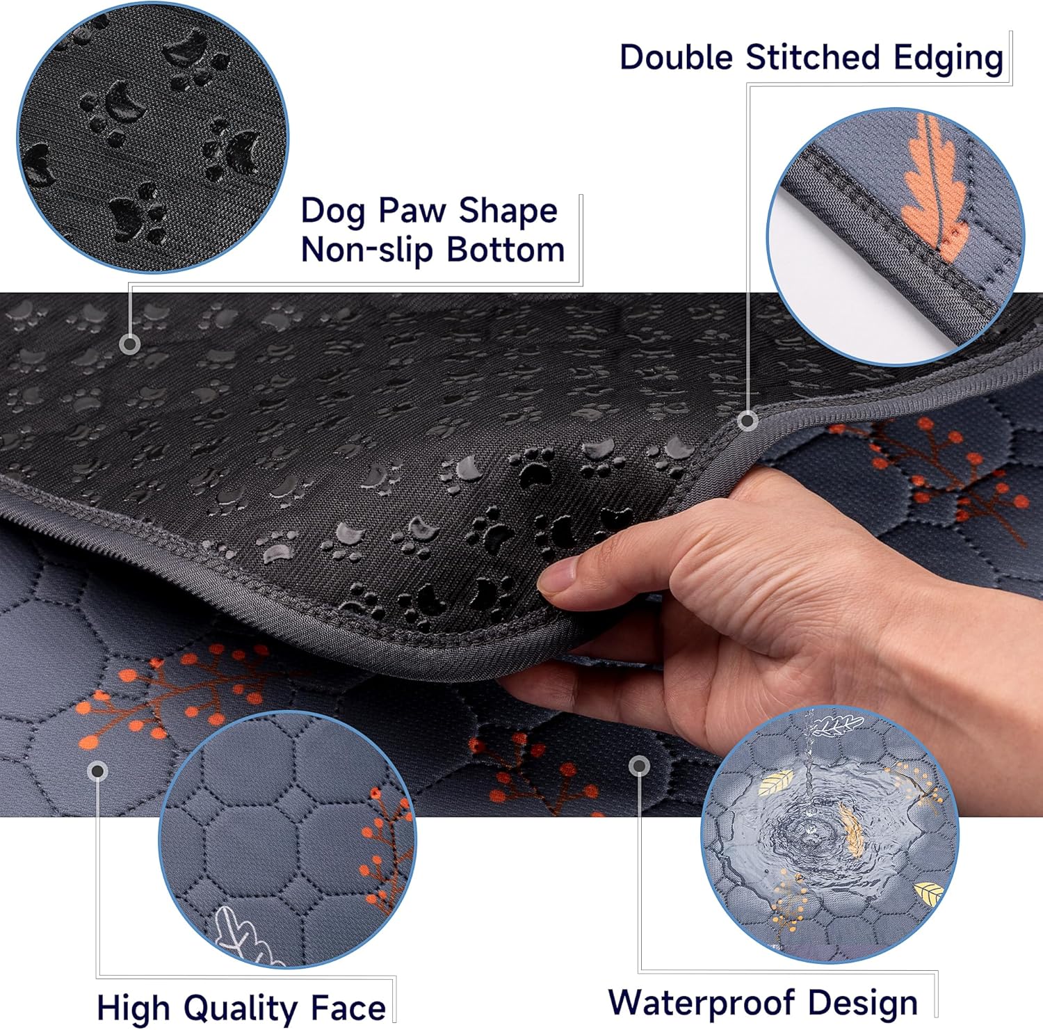 Sunheir Washable Pee Pads for Dogs , Thick Heavy Absorbency Reusable, Prevent Leakage, Waterproof , Non-Slip Pee Pads for Puppy Playpen, Crate, Whelping Box, Potty Training, Grey, 2 packs - Happypetzone.online - Image 2