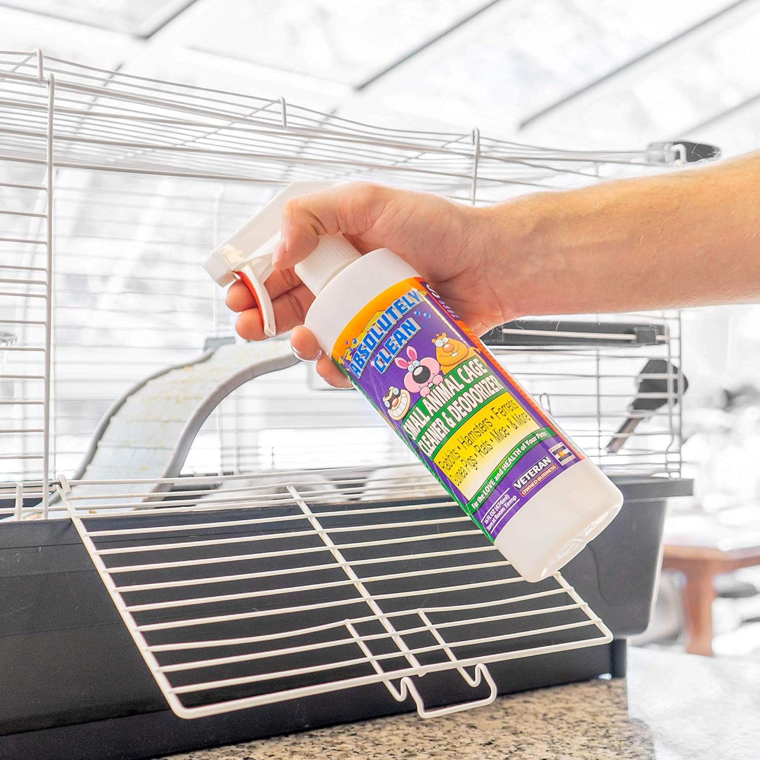 Absolutely Clean Amazing Small Animal Cage Cleaner, Just Spray/Wipe, Easily Removes Messes & Odors - Hamster Cages, Mice, Rat Cage, Guinea Pig Cage, Rabbit Cage, Ferret Cage, Dog Cage - USA Made - Happypetzone.online - Image 3