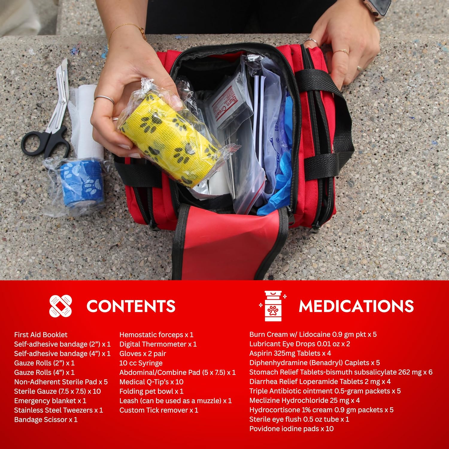 Cat & Dog First Aid Kit - Dog Emergency Kit, Health Supplies & Wound Care -with Thermometer, Bandages for Wounds - Essentials, Travel Bag (Small) - Happypetzone.online - Image 4