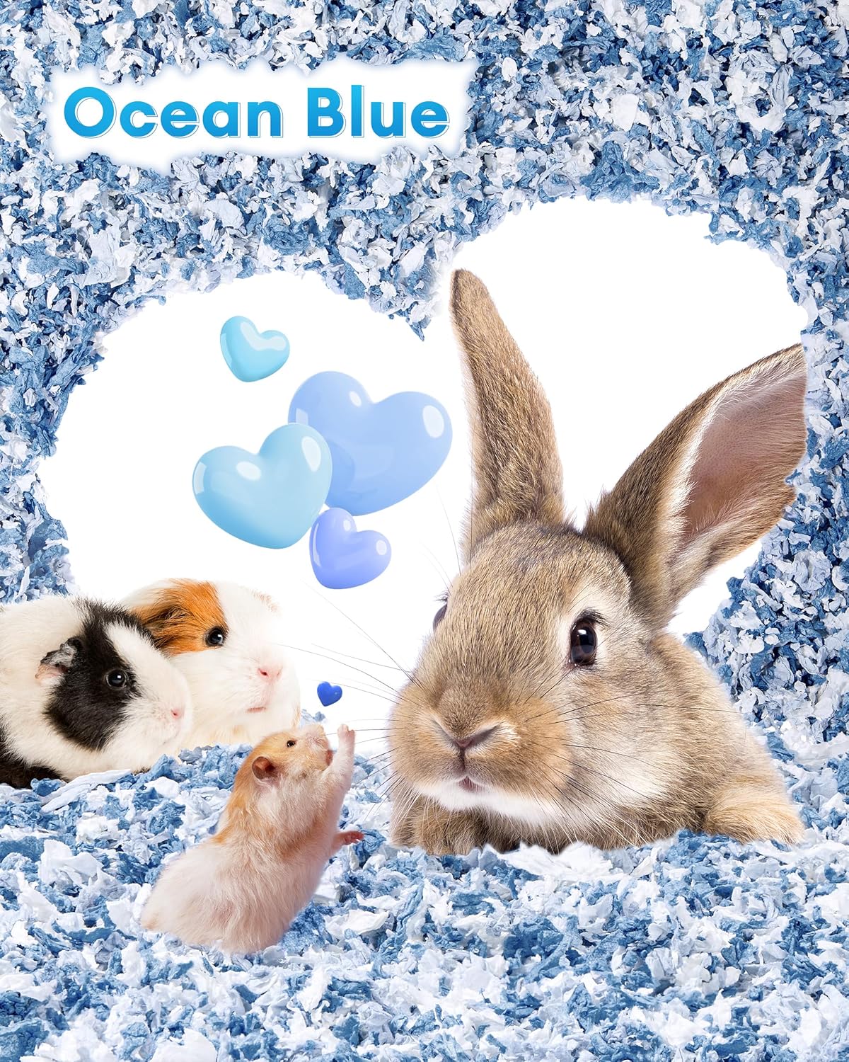 BUCATSTATE Hamster Bedding 15L, 99% Dust-Free Guinea Pig Paper Bedding Odor Control Paper Bedding, Cozy Small Animal Bedding for Rabbit Rat Syrian Dwarf Hamsters Gerbils (Ocean Blue) - Happypetzone.online - Image 7
