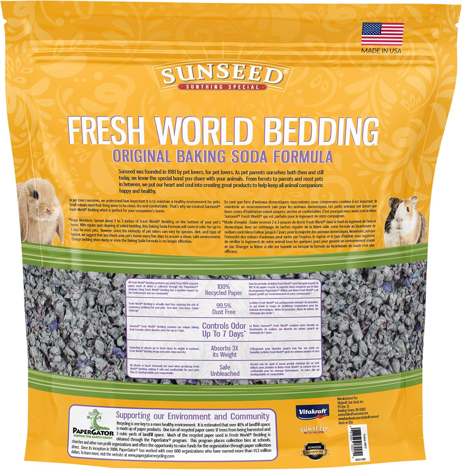 Vitakraft Sunseed 18221 Fresh World Bedding for Small Animals, Original Gray - 975 Cubic Inch - Happypetzone.online - Image 2