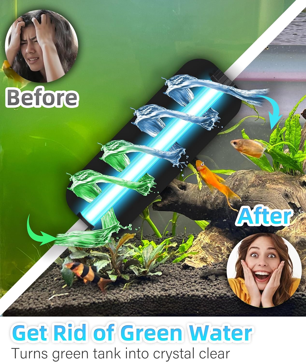 Aquarium Filter U-Very Suitable for 75-300 Gallon Tank, 500GPH Fish Tank Filters for Green Control, Internal Submersible Pump for Turtle Tank, Small Pond, Pool Filter, Cold Plunge Ice Bath Hot Tub - Happypetzone.online - Image 3