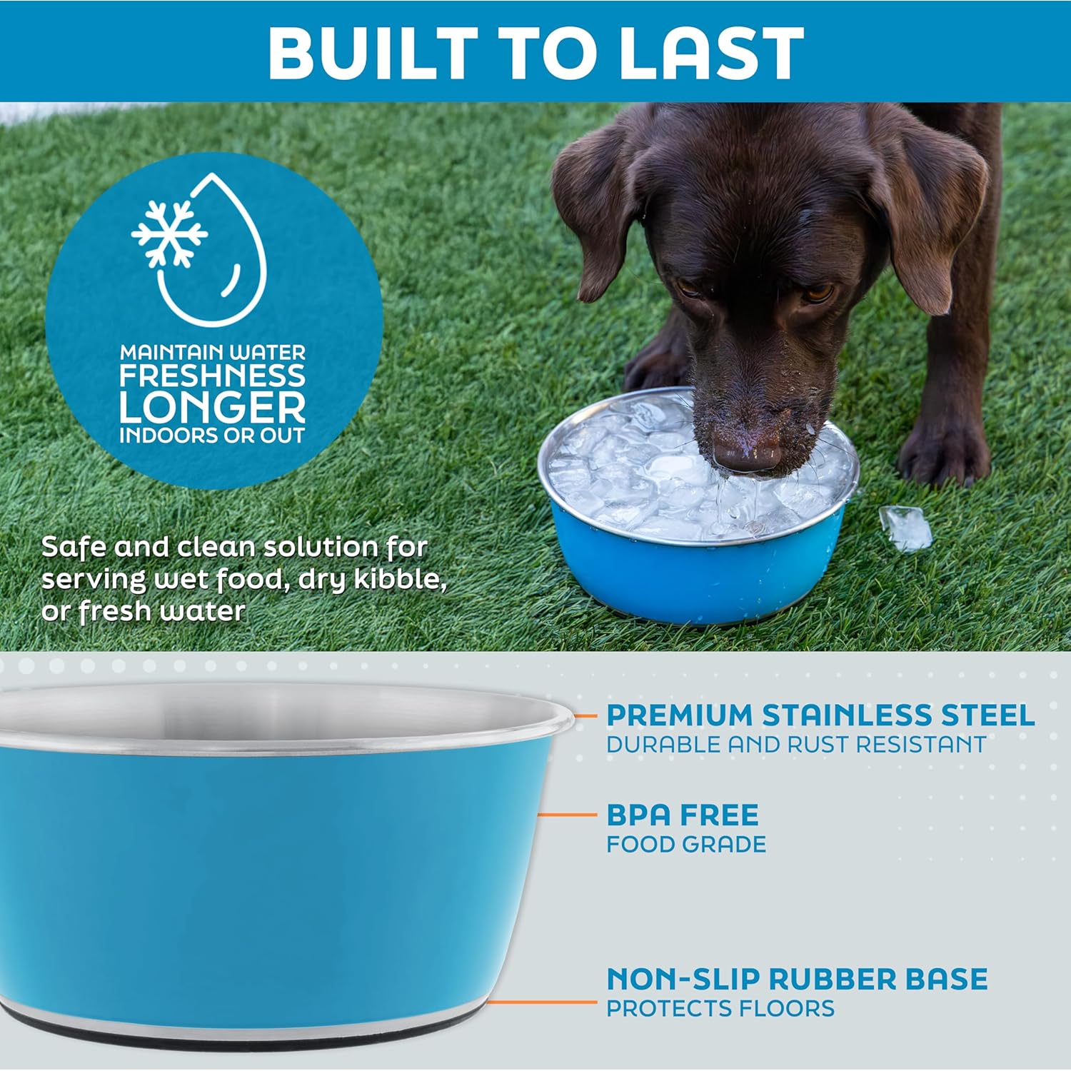Master Pet Supply Stainless Steel Dog Bowls Set of 2 (32 Oz Each) with Non-Slip Rubber Base - Black Velvet - Basic Dog Food Bowl Water & Food Bowls for Small Medium Large Dogs & Cats, Metal Dish - Happypetzone.online - Image 3