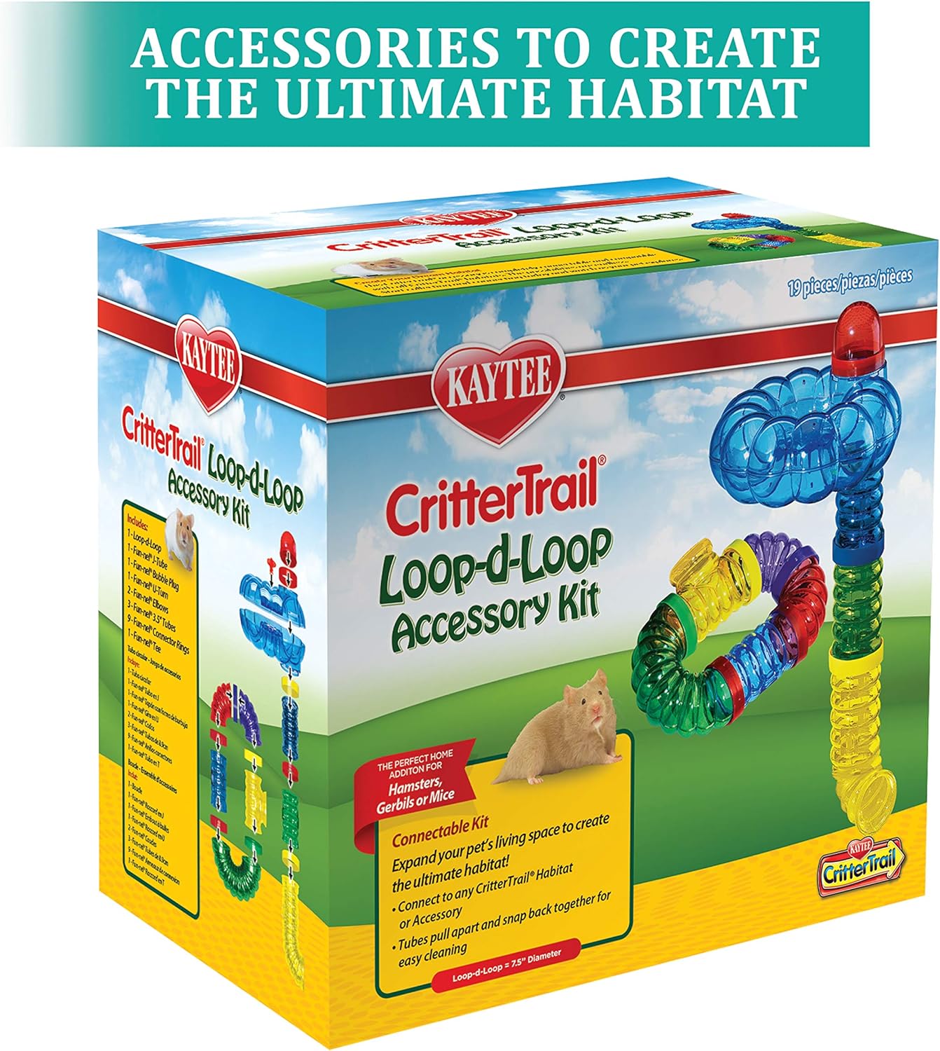 Kaytee CritterTrail Fun-nel Loop-D-Loop Accessory Kit Small Animal Habitat Tubes (2 Inch Diameter Tubes) - Happypetzone.online - Image 2