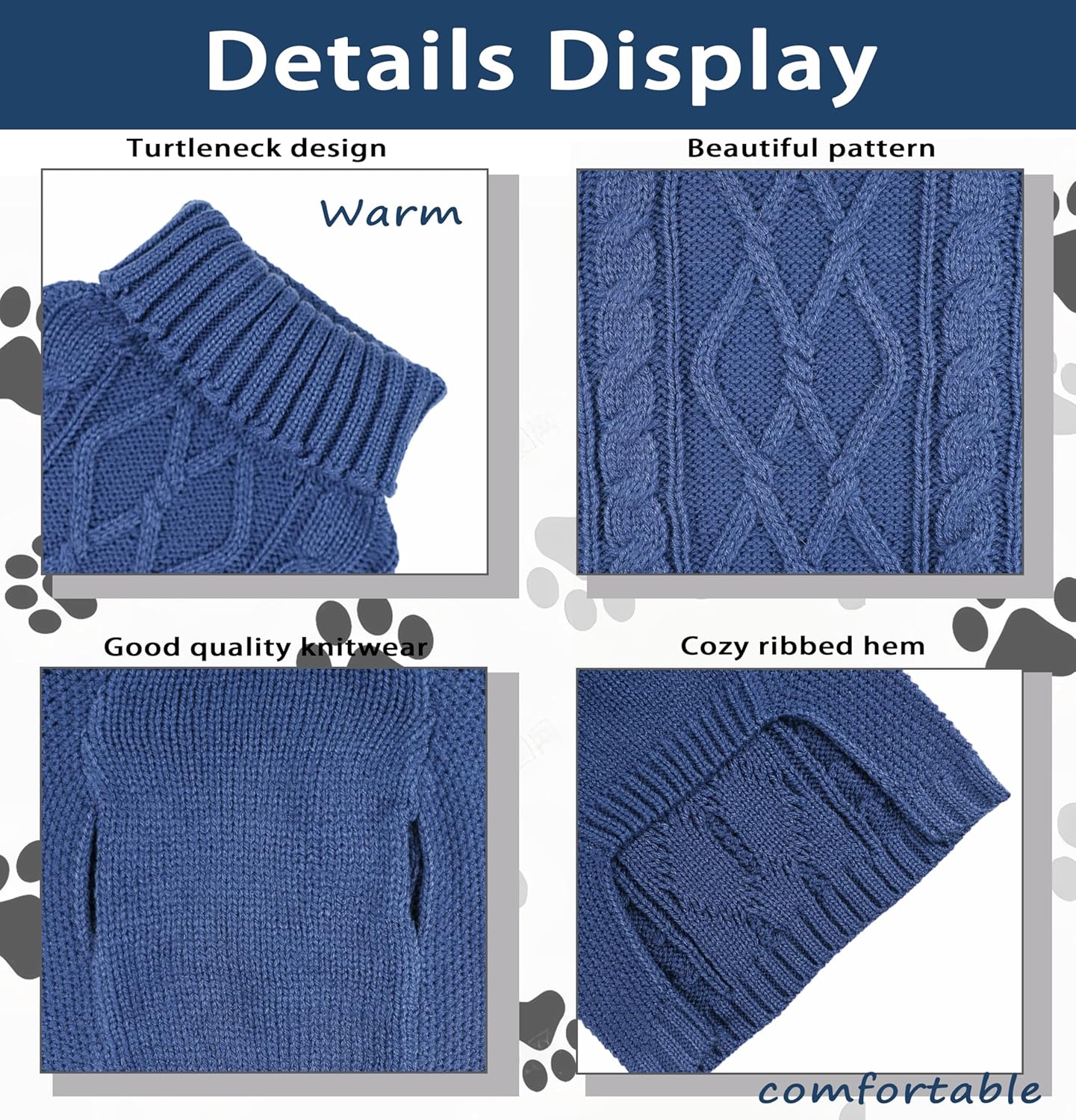 Dog Sweaters for Small Dogs XS Dog Sweater Winter Dog Clothes Boy Chihuahua Yorkie Sweater Warm Pet Clothes Knitted Solid Puppy Sweater Cat Sweater Doggy Turtleneck for Cold Weather (Blue, X-Small) - Happypetzone.online - Image 2