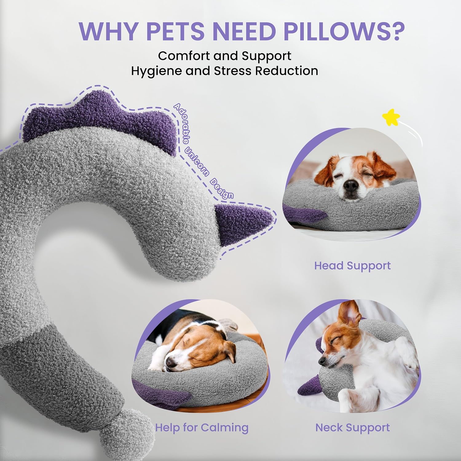 HiPetpy Dog Calming Pillow - Soft Neck Pillow for Dogs, Washable Sleep Pillow for Better Sleep, Reduces Anxiety, Gift for Small/Medium/Large Dogs and Cats - Happypetzone.online - Image 2