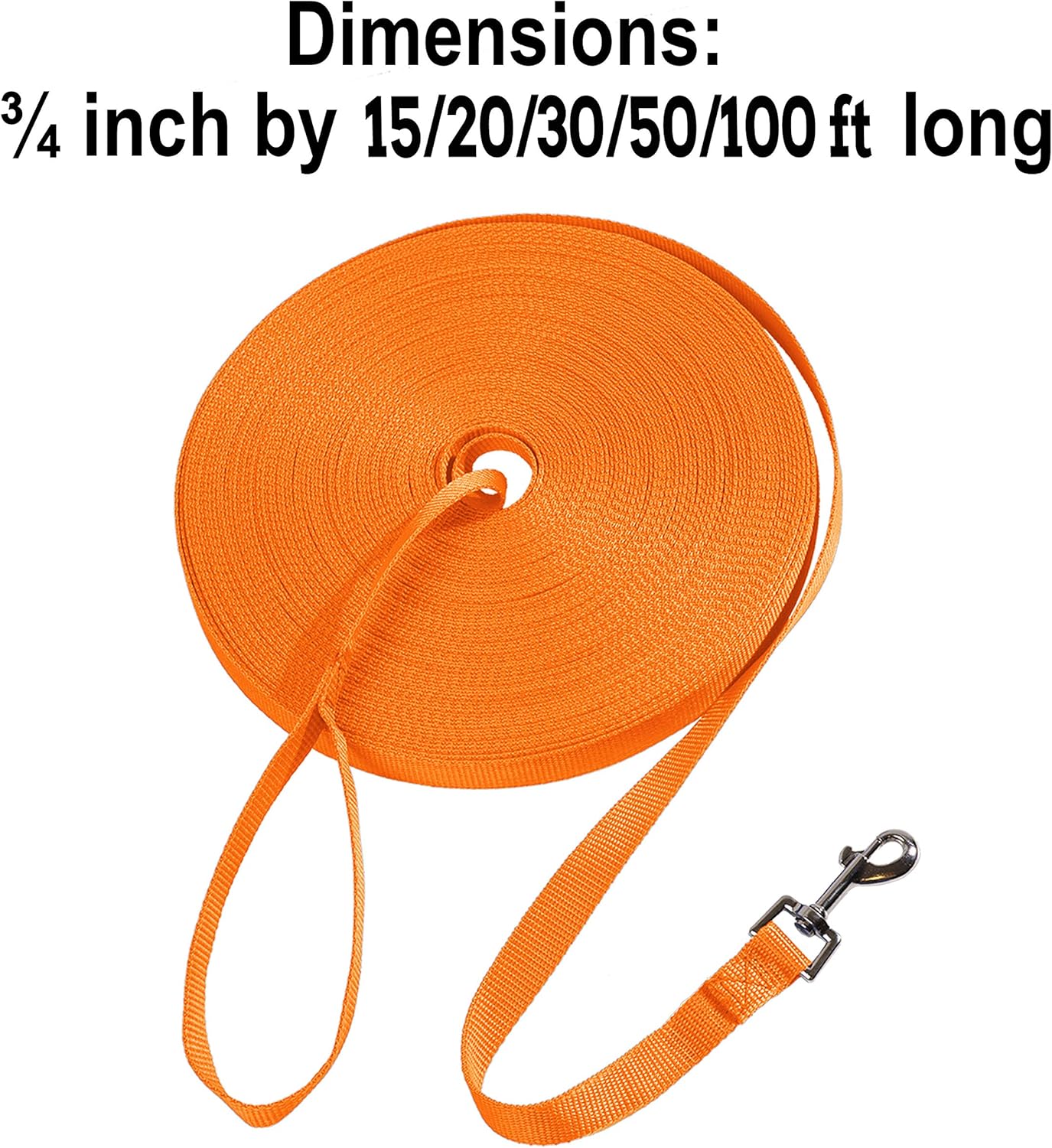 Hi Kiss Dog/Puppy Obedience Recall Training Agility Lead - 15ft 20ft 30ft 50ft 100ft Leash - Great for Play, Camping, or Backyard - Orange - Happypetzone.online - Image 4