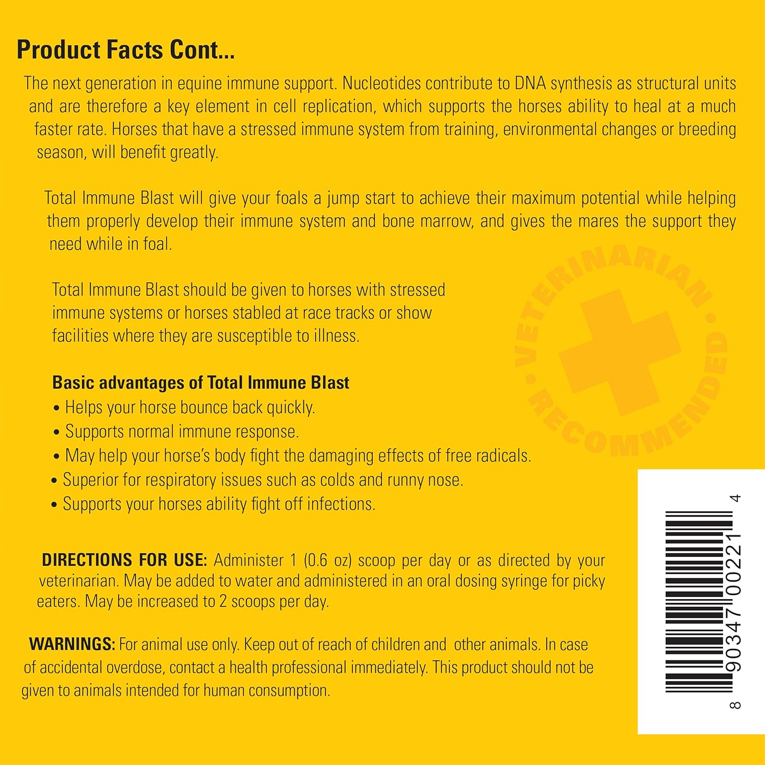 Ramard Total Immune Blast - Equine Immune Support, Horse Vitamin & Powder Supplement w/Zinc, Selenium, Omega 3, Omega 6 & Vitamins w/Nucleotides, Equine Powder & Supplements 1.12 lbs. 30 Days Supply - Happypetzone.online - Image 2