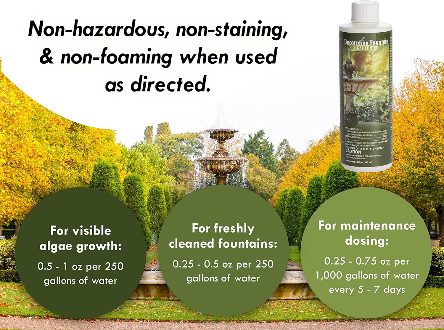 Fountain Algaecide and Clarifier - 8oz - Kills and Inhibits All Types of Algae Growth, Formulated for Small Ponds and Water Features, Treats up to 8,000 Gallons - Happypetzone.online - Image 3